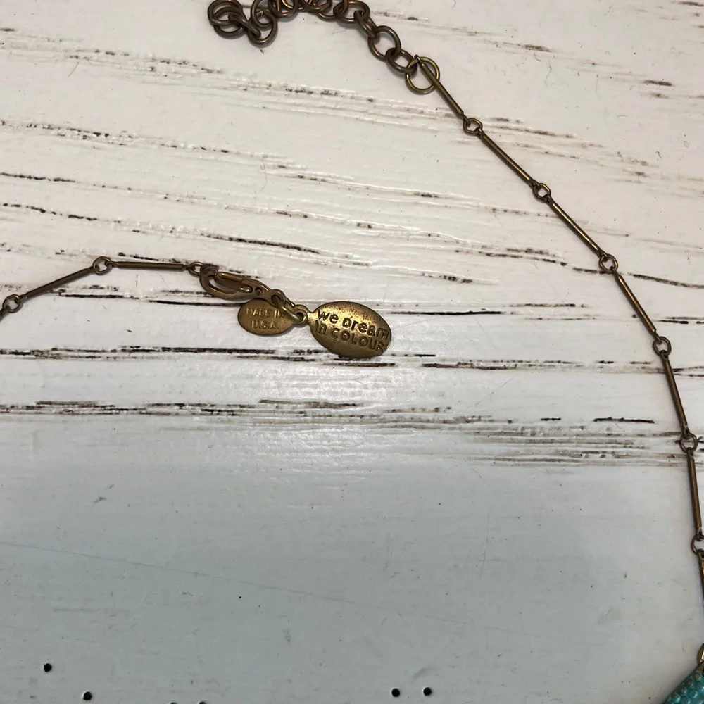 We Dream in Color Little Agea verdigris brass necklace